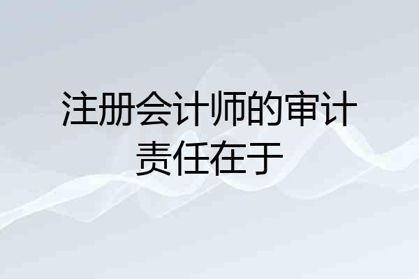 注册会计师的审计责任在于