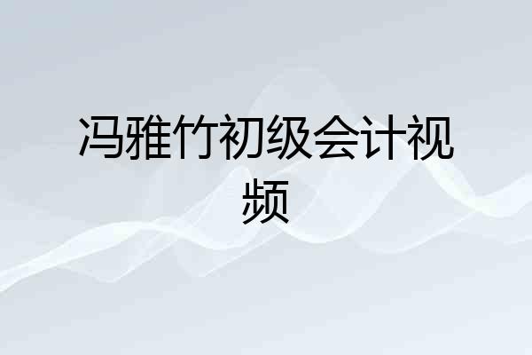 冯雅竹初级会计视频