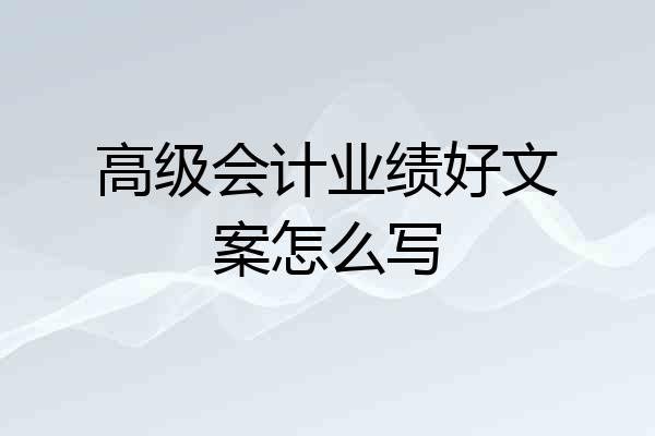 高级会计业绩好文案怎么写