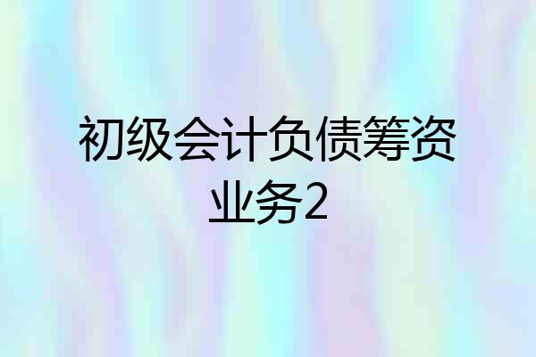 初级会计负债筹资业务2