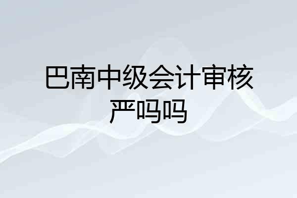 巴南中级会计审核严吗吗