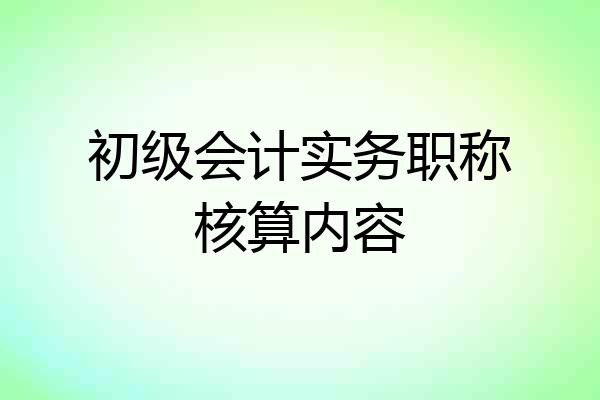 初级会计实务职称核算内容