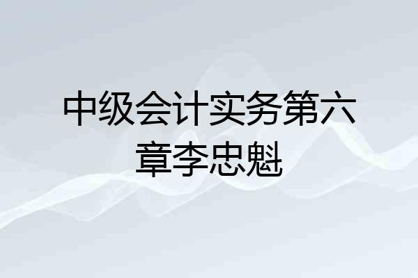 中级会计实务第六章李忠魁