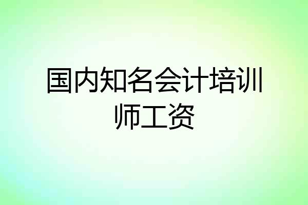 国内知名会计培训师工资