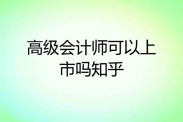 高级会计师可以上市吗知乎