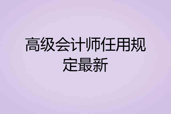 高级会计师任用规定最新