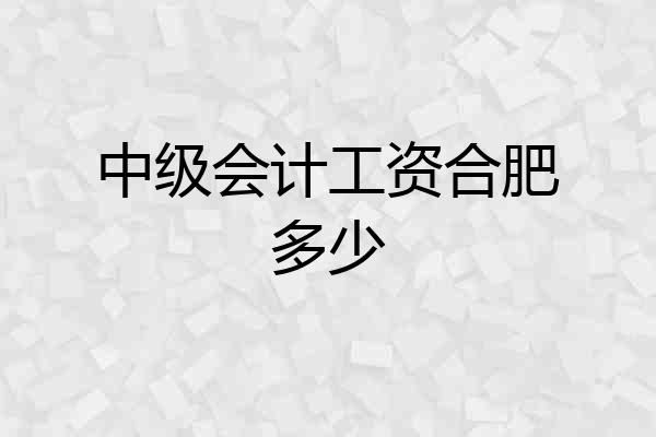 中级会计工资合肥多少