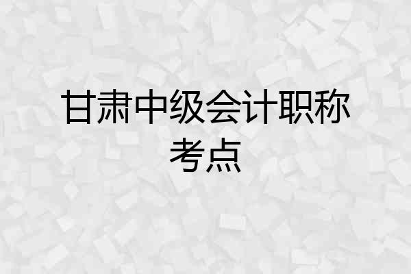 甘肃中级会计职称考点