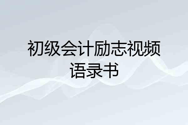 初级会计励志视频语录书