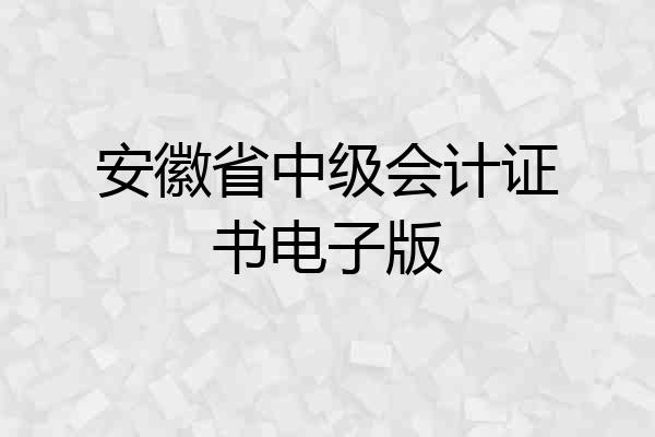 安徽省中级会计证书电子版