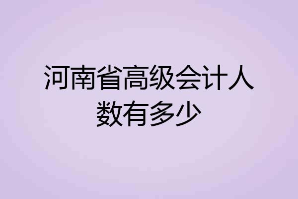河南省高级会计人数有多少