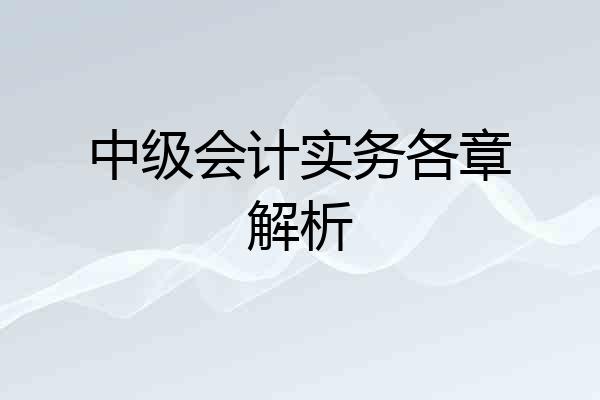 中级会计实务各章解析