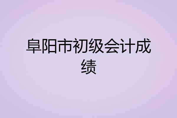 阜阳市初级会计成绩