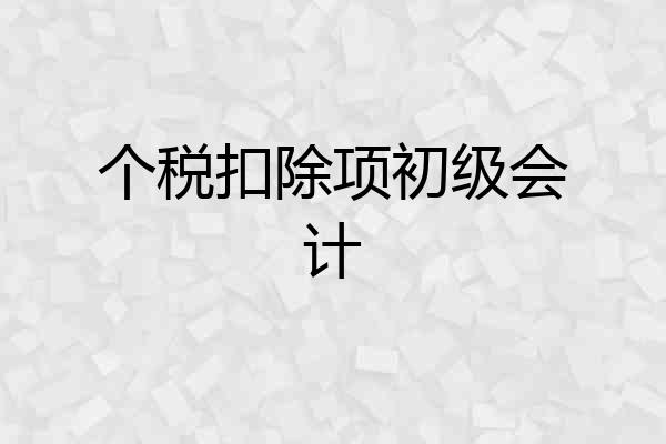 个税扣除项初级会计