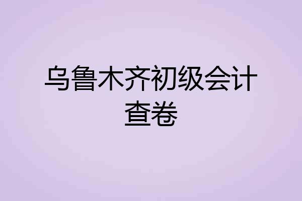 乌鲁木齐初级会计查卷