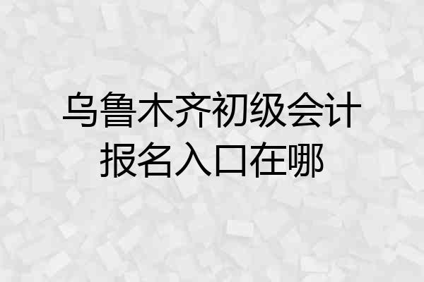 乌鲁木齐初级会计报名入口在哪