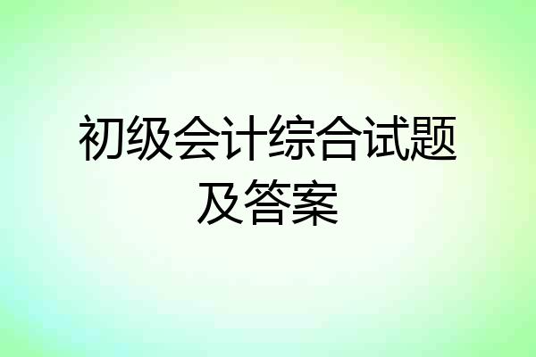 初级会计综合试题及答案