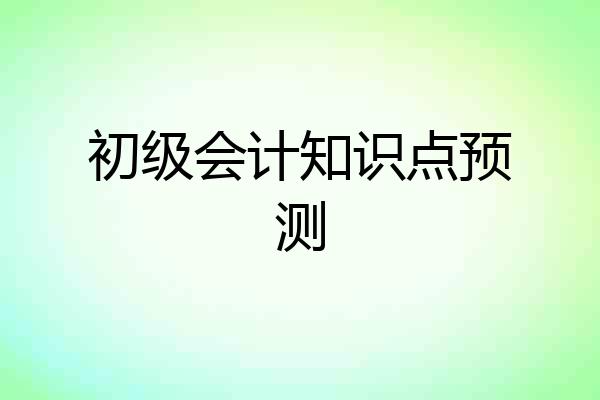 初级会计知识点预测