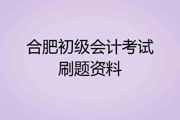 合肥初级会计考试刷题资料