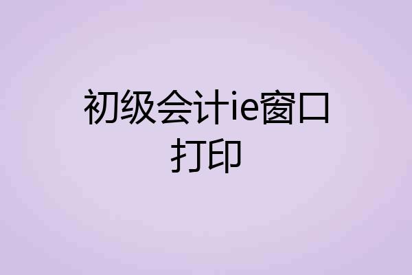 初级会计ie窗口打印