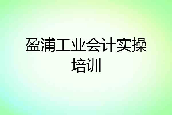 盈浦工业会计实操培训