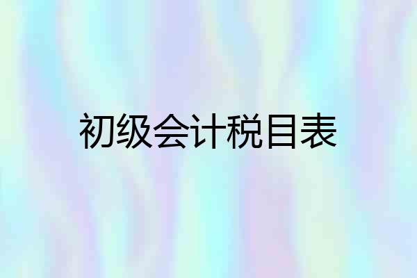 初级会计税目表