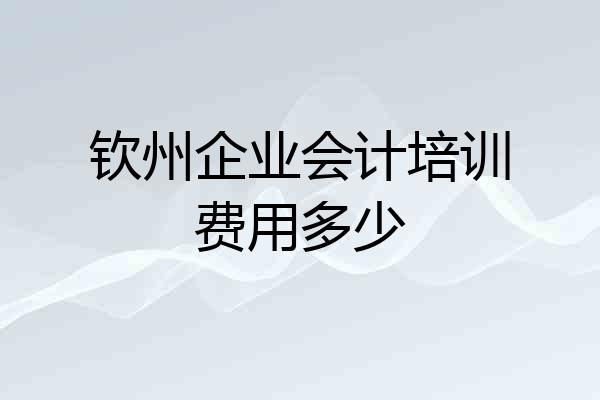 钦州企业会计培训费用多少