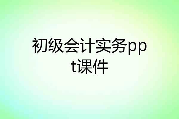 初级会计实务ppt课件