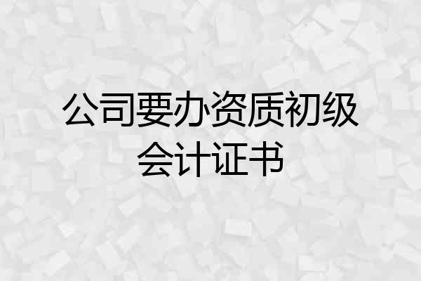 公司要办资质初级会计证书