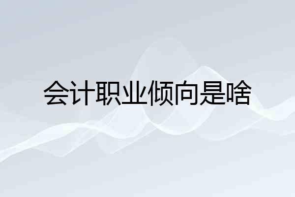 会计职业倾向是啥