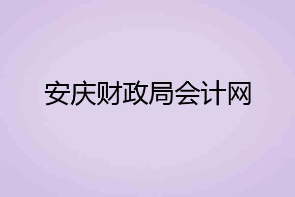 安庆财政局会计网