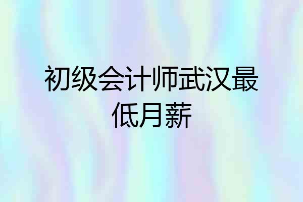 初级会计师武汉最低月薪