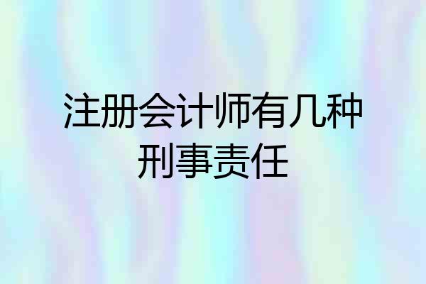 注册会计师有几种刑事责任