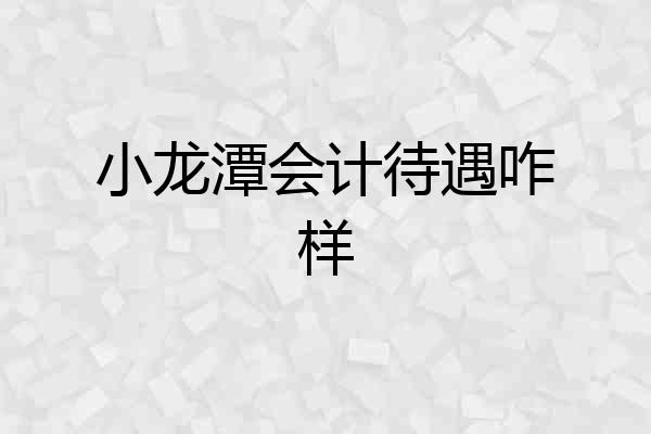 小龙潭会计待遇咋样