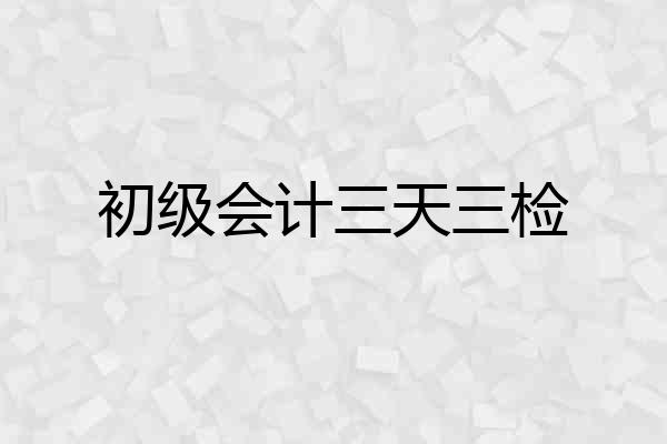 初级会计三天三检