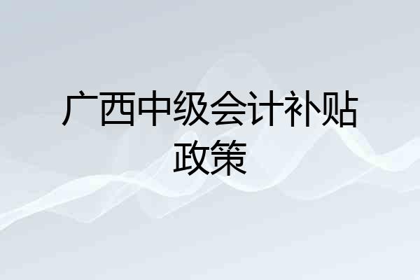 广西中级会计补贴政策