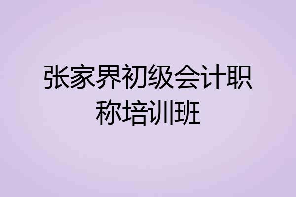 张家界初级会计职称培训班