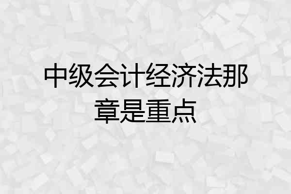 中级会计经济法那章是重点