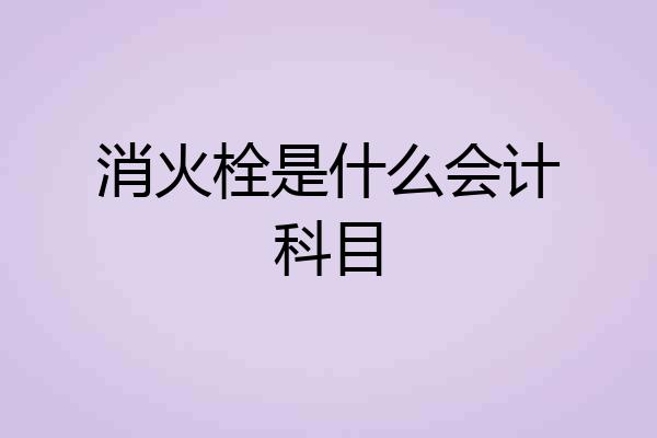 消火栓是什么会计科目