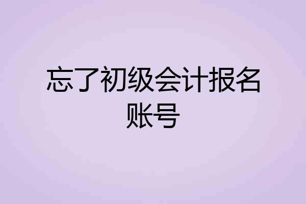 忘了初级会计报名账号