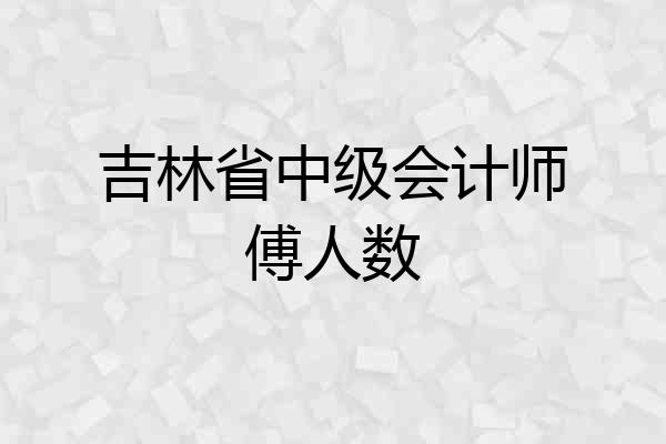 吉林省中级会计师傅人数