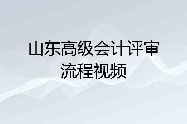 山东高级会计评审流程视频