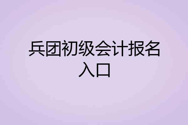 兵团初级会计报名入口