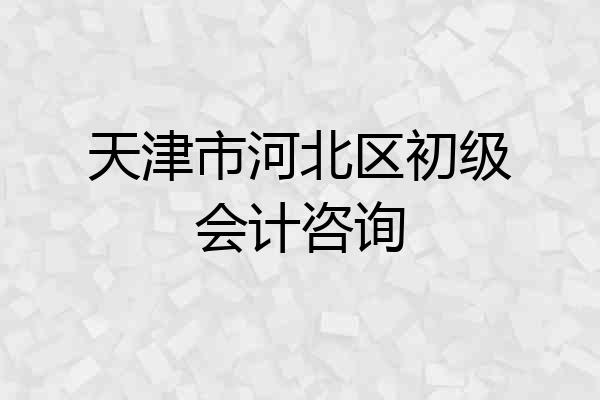 天津市河北区初级会计咨询
