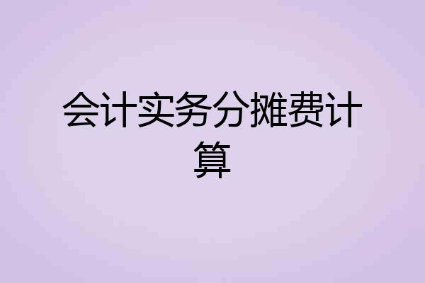 会计实务分摊费计算