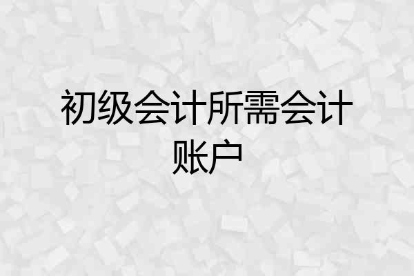 初级会计所需会计账户