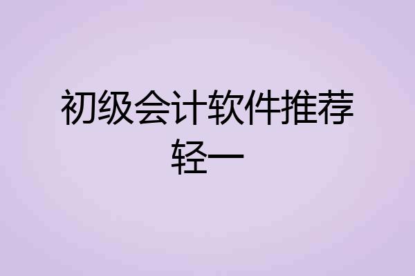 初级会计软件推荐轻一
