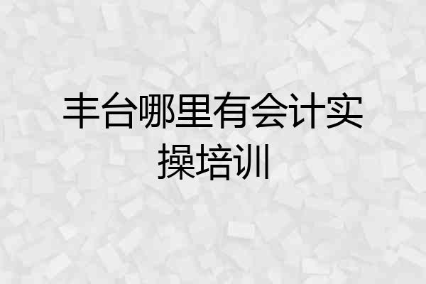 丰台哪里有会计实操培训