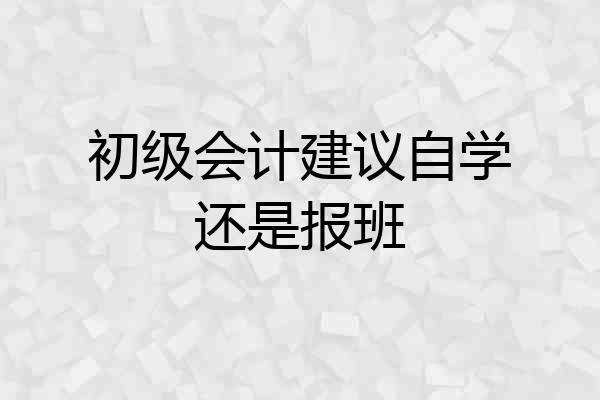 初级会计建议自学还是报班