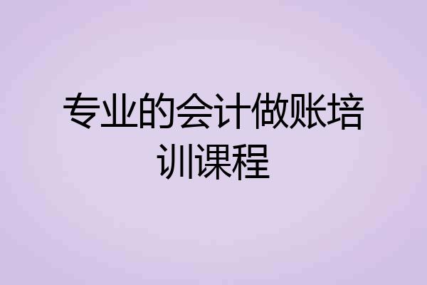 专业的会计做账培训课程